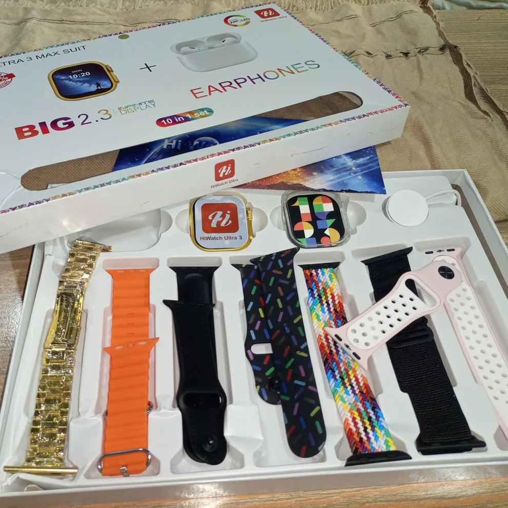 I 20 Ultra 2 Max Suit Smart Watch + Earbuds Pro + 7 Straps + Watch Cover
